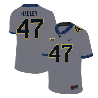 Men's West Virginia Mountaineers NCAA #47 J.P. Hadley Gray Authentic Nike Stitched College Football Jersey IS15M72XM